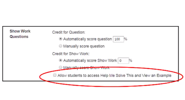 Assigning "Show Work" questions
