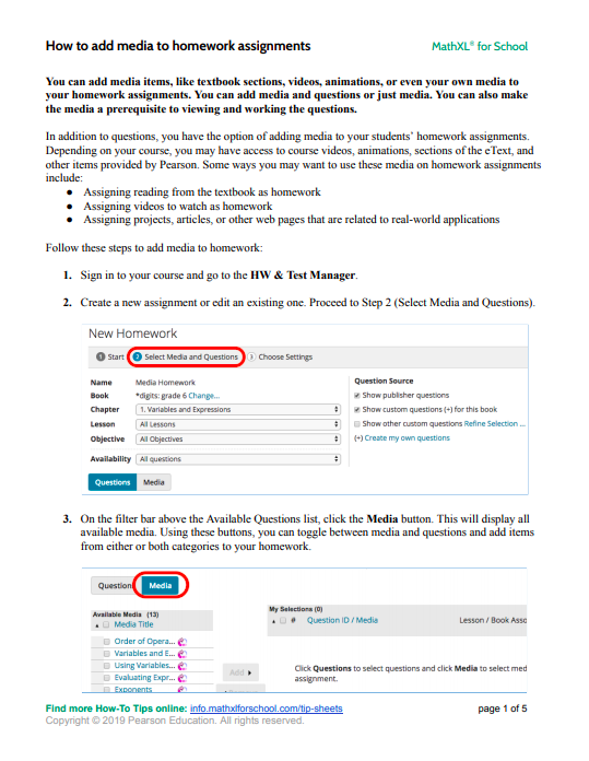 Add media to homework assignments