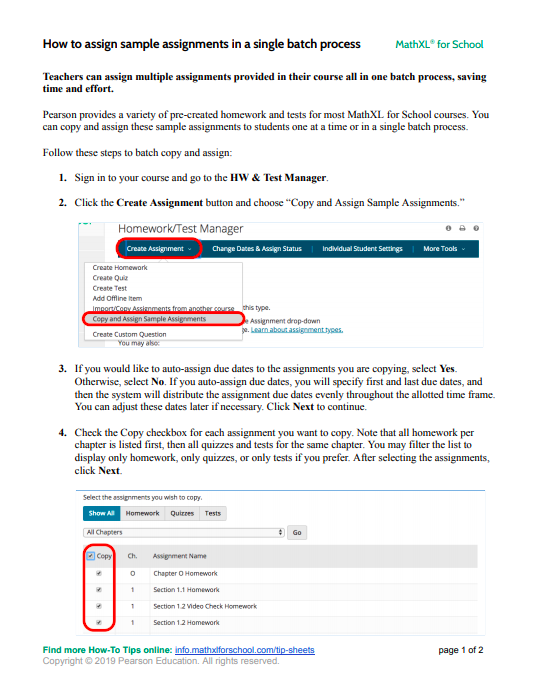 Assign sample assignments in a single batch process