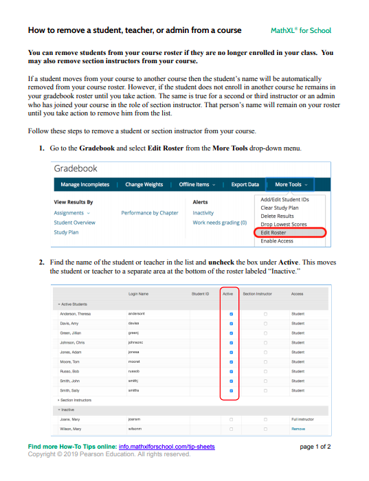 Remove a student, teacher, or admin from your course