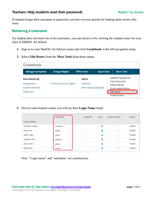 Teachers: Help students retrieve a lost username or password