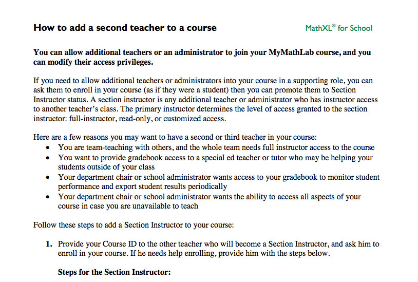 Add a second teacher (or admin) to your course